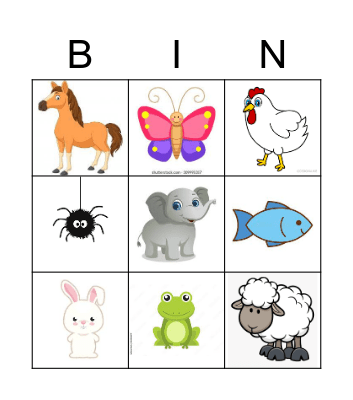 Animals Bingo Card