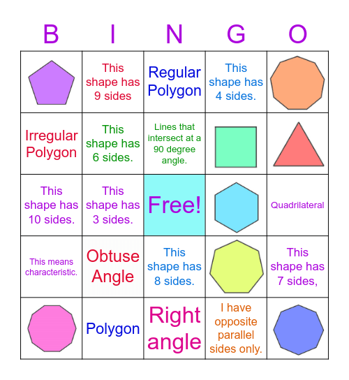 Polygon and Quadrilateral Bingo! Bingo Card