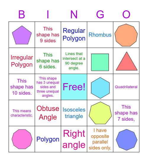 Polygon and Quadrilateral Bingo! Bingo Card