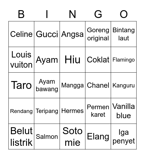 Terbit Bingo Card