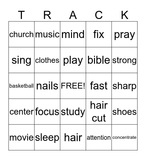 Stay on Track 1 Bingo Card