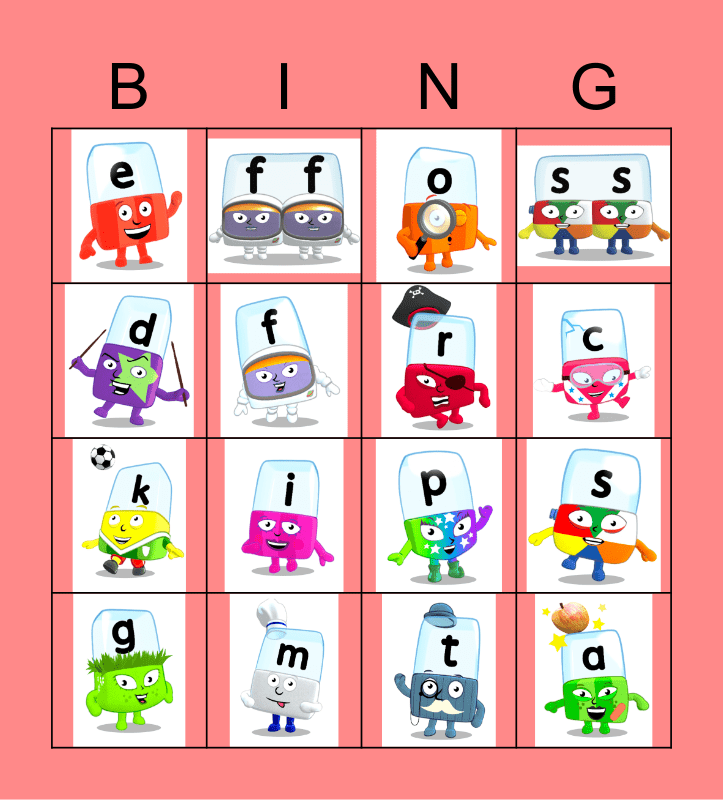 Alphablocks Phase 2 Bingo Card