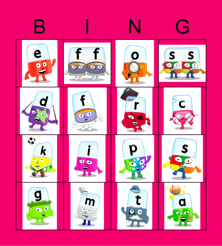 Alphablocks Phase 2 Bingo Card