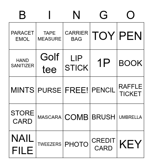 HANDBAG BINGO Card