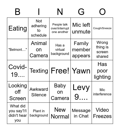 Resident Retreat Bingo Card