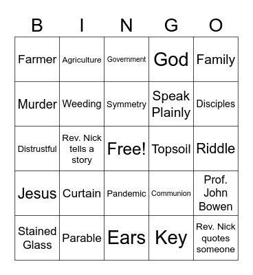 February 6, 2022 - Sermon Bingo! Bingo Card