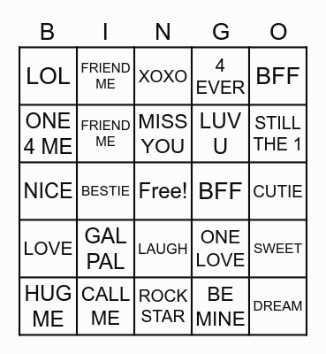 CANDY HEARTS Bingo Card