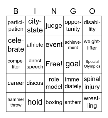 5a L 25-28 Bingo Card