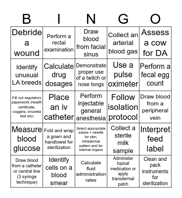 Clinical Skills Year 3 - Large B Bingo Card