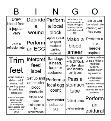 Clinical Skills Year 3 - Large F Bingo Card