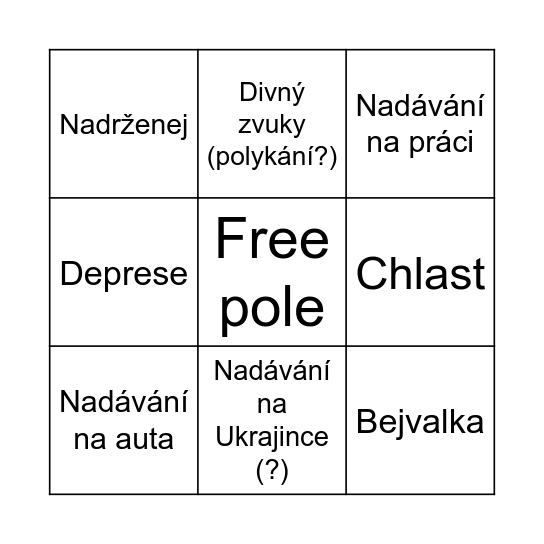 Feni Bingo Card