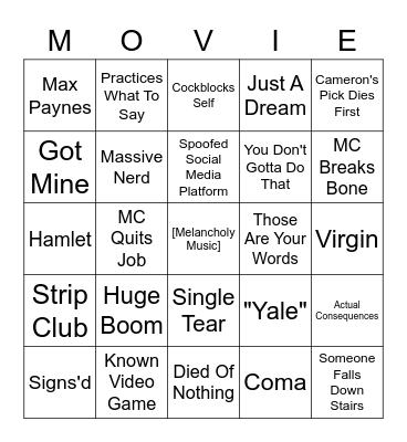 Movie Bingo Card