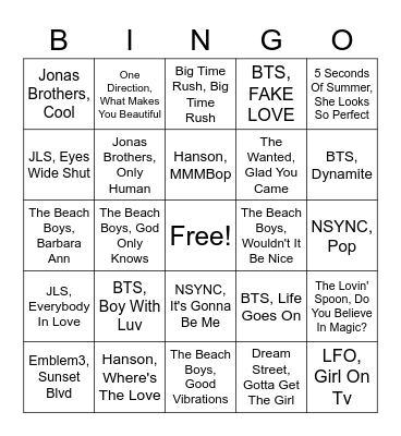 Not Too Indie Bingo Card