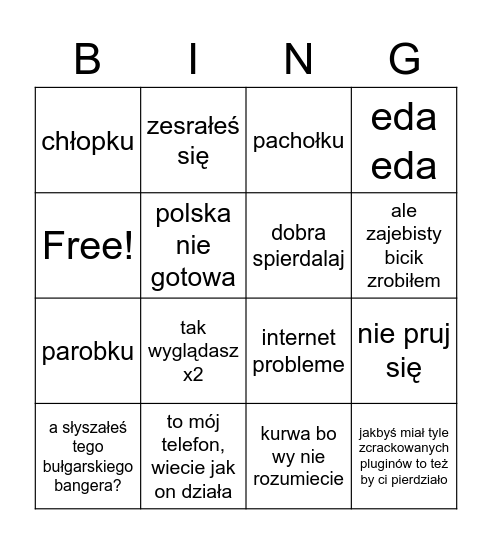 Karawaj bingo Card