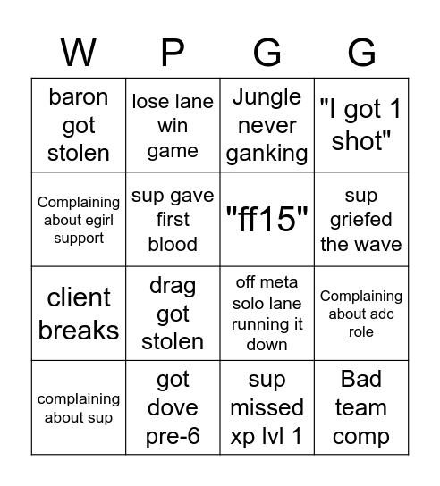 Steve SoloQ Bingo Card