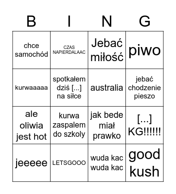 bingo jana Bingo Card