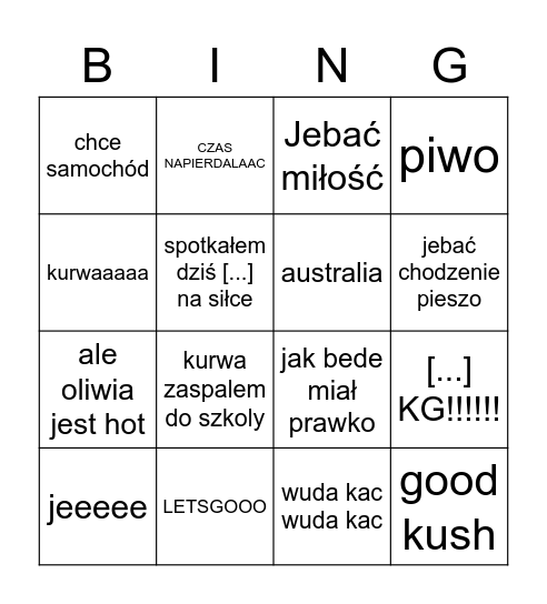 bingo jana Bingo Card