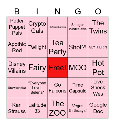 Galentines BINGO NIGHT Bingo Card