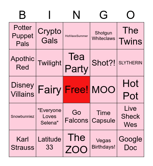 Galentines BINGO NIGHT Bingo Card