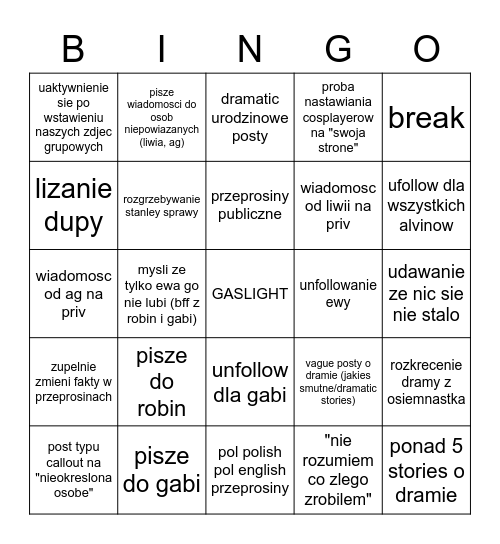 deni drama Bingo Card