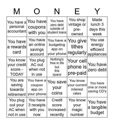 Saved By Grace Bingo Card