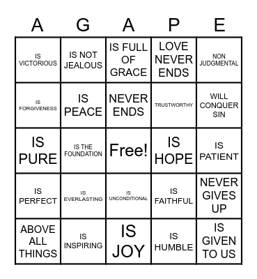 GODS LOVE Bingo Card