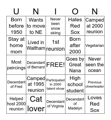 Get To Know You BINGO Card