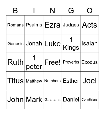 Bible Bingo Card