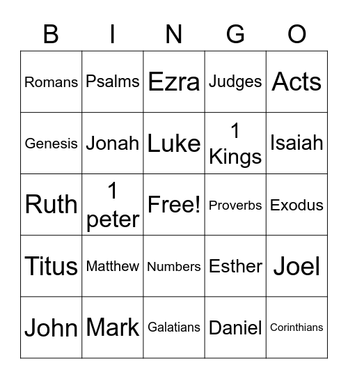 Bible Bingo Card