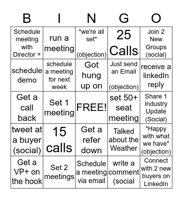 SALES BINGO Card