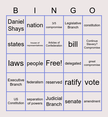 The New Government Bingo Card