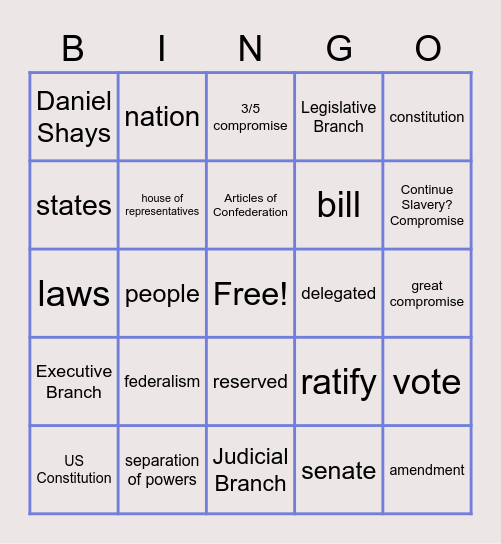 The New Government Bingo Card