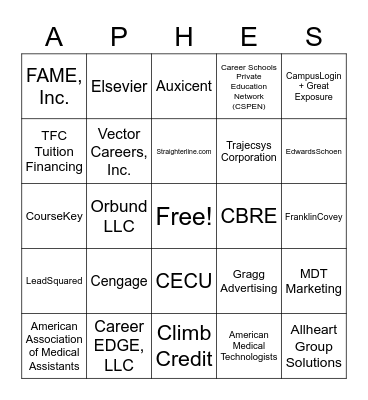 Vendor Bingo Card