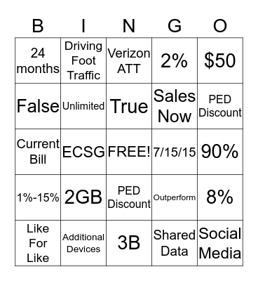 New Promo Bingo Card