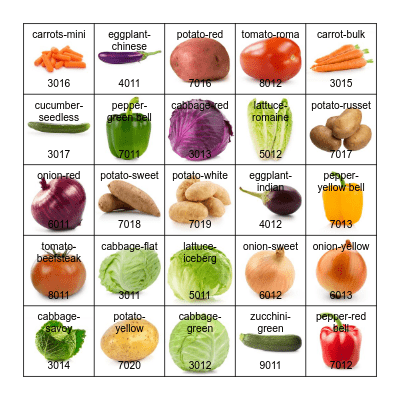 Cargills Grocer Bingo Card
