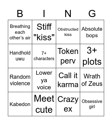 Asian Drama Bingo Card