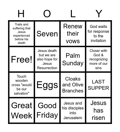Semana Santa (Holy Week) Bingo Card