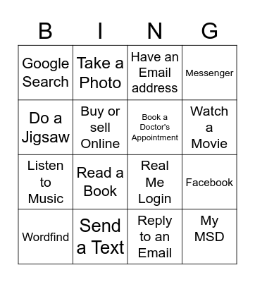 Digital Skills Bingo Card