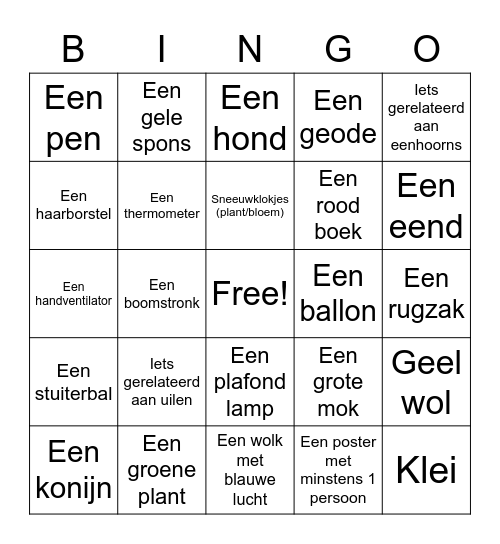 Picture Bingo Card
