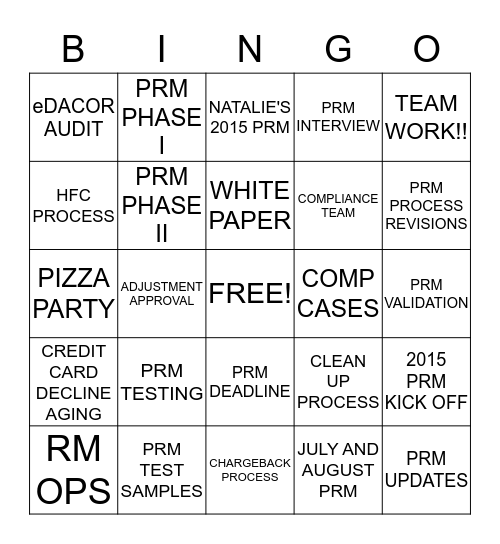PRM BINGO Card
