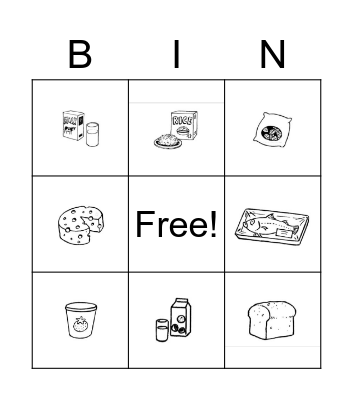 Happy House 2 Food Bingo Card