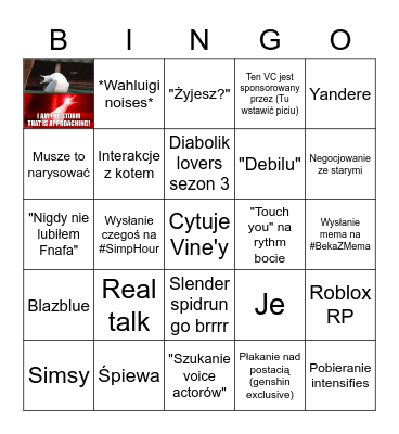 Voice chat with Jayden bingo Card