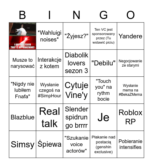Voice chat with Jayden bingo Card