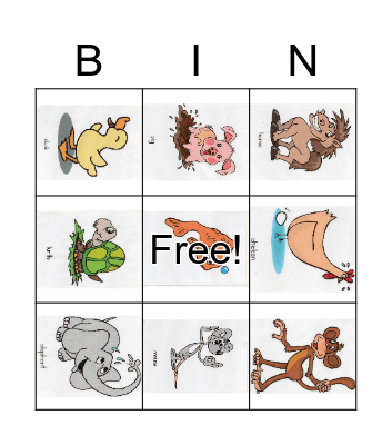 Animals Bingo Card