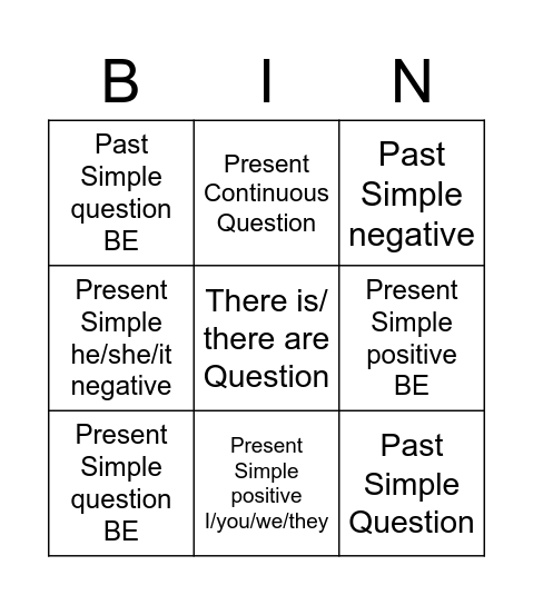 Outcomes Elementary Aux Bingo Card