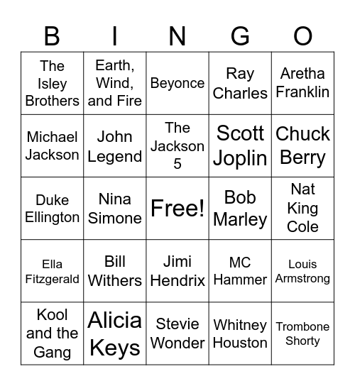 Black History Month* Bingo Card