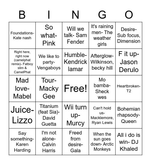 Bingo game 1 Bingo Card