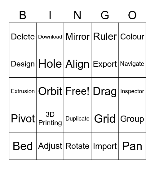 Quarter 3 - 3D Design Bingo Card