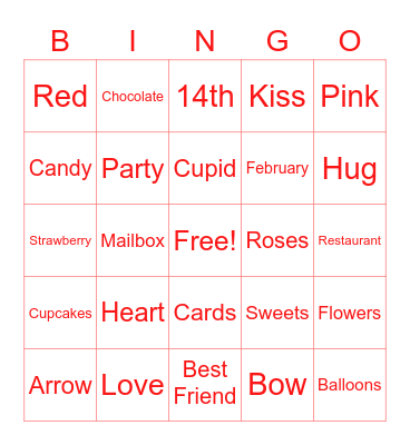 Valentine's Day Bingo Card