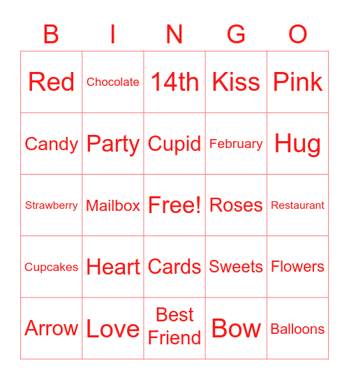 Valentine's Day Bingo Card